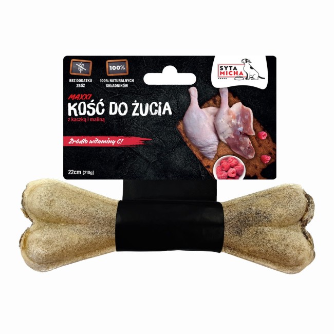 Kość do żucia dla psa z kaczką i malinami 22cm MAXXI